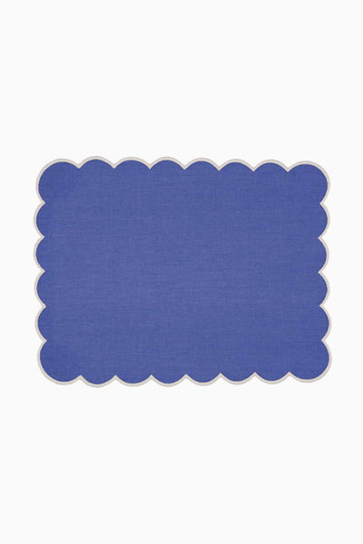 Zero-Waste Scalloped Linen Placemats Klein Blue - Set of 2