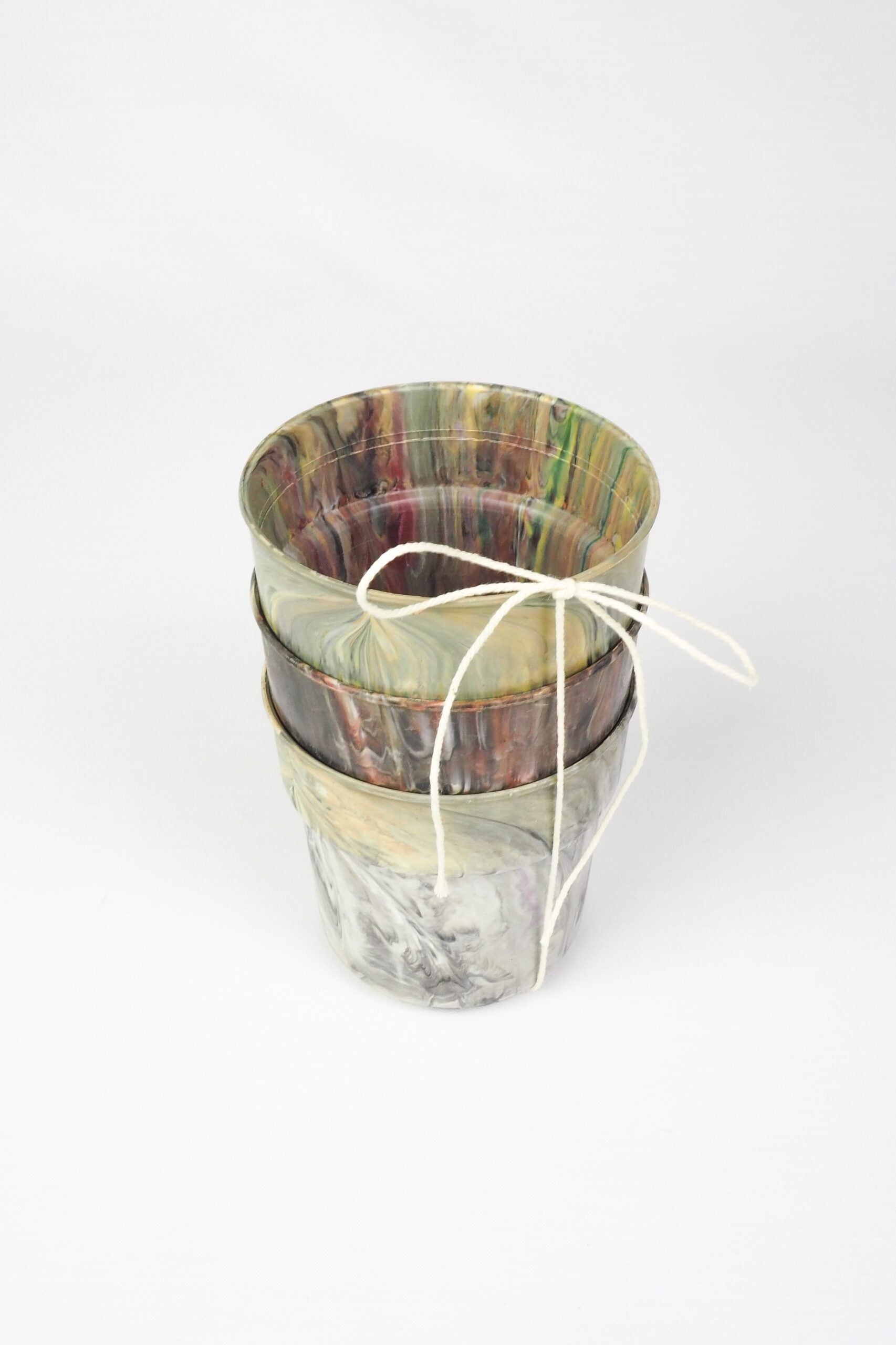 3 Vintage Marbled Plant Pots