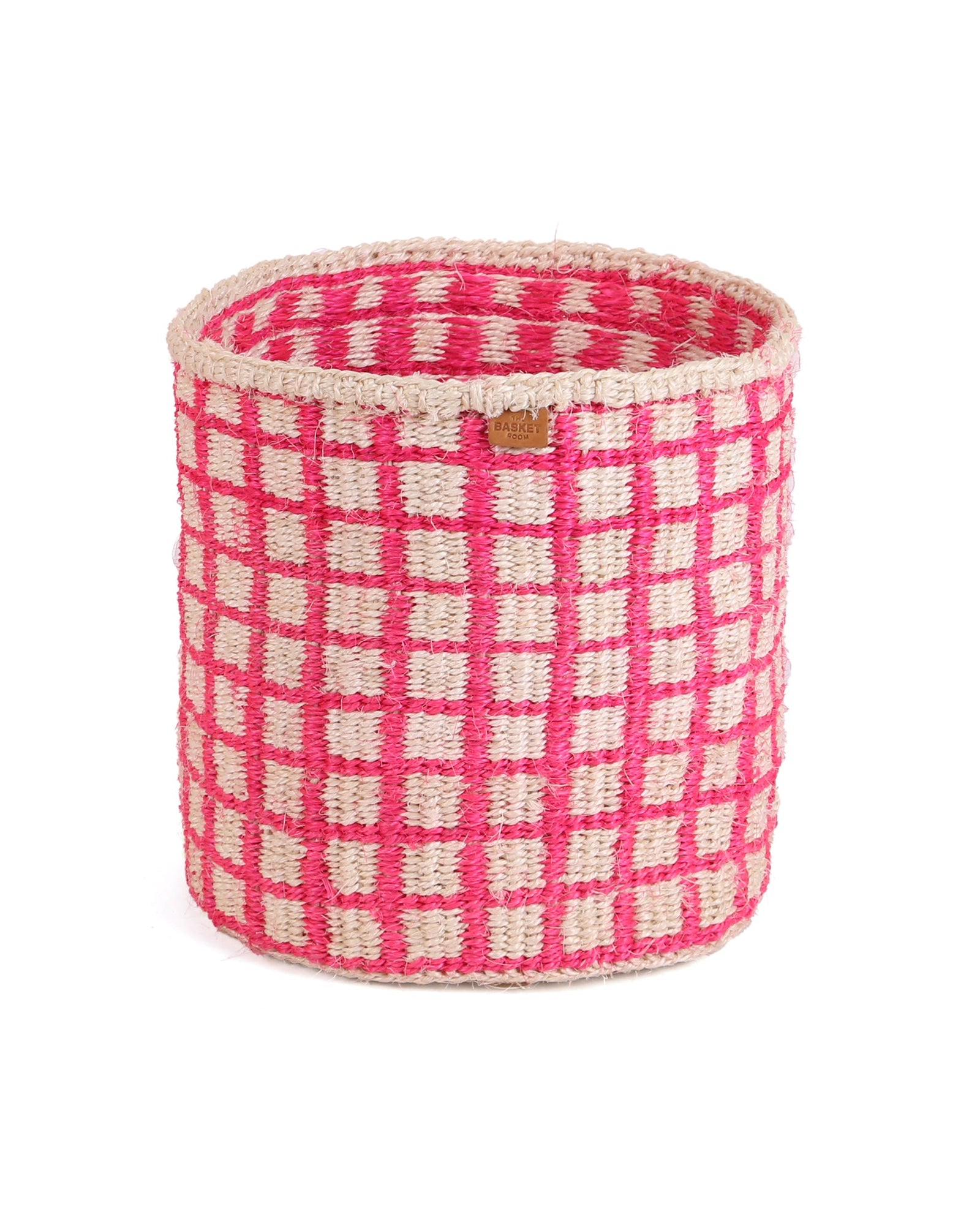 SAHIHO: Hot Pink Check Woven Storage Basket