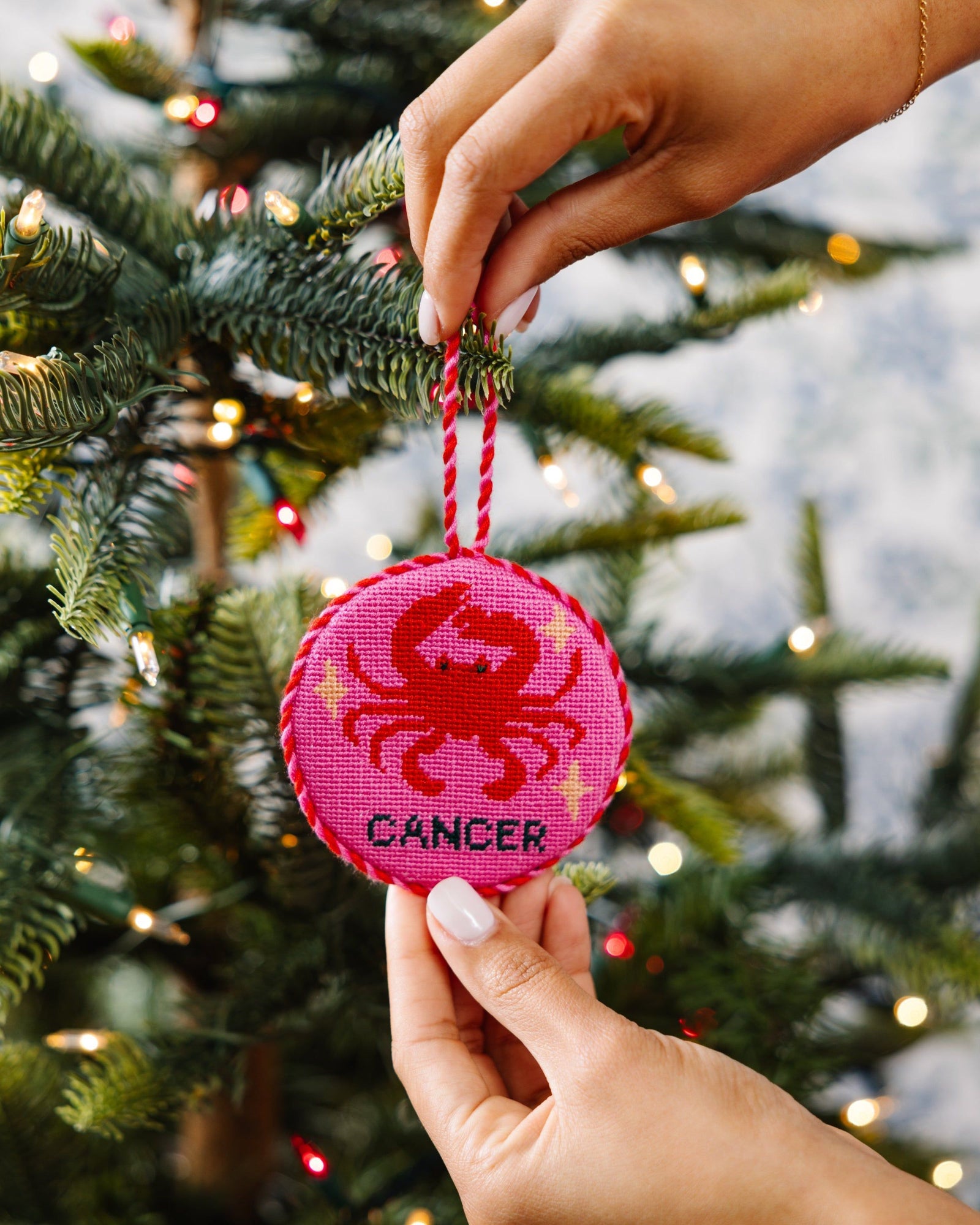 Needlepoint Zodiac Ornament - Cancer