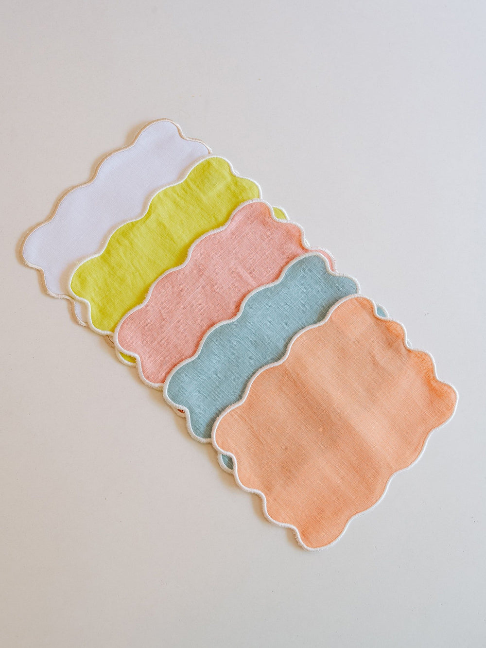 White Palm Cocktail Napkin with Beige