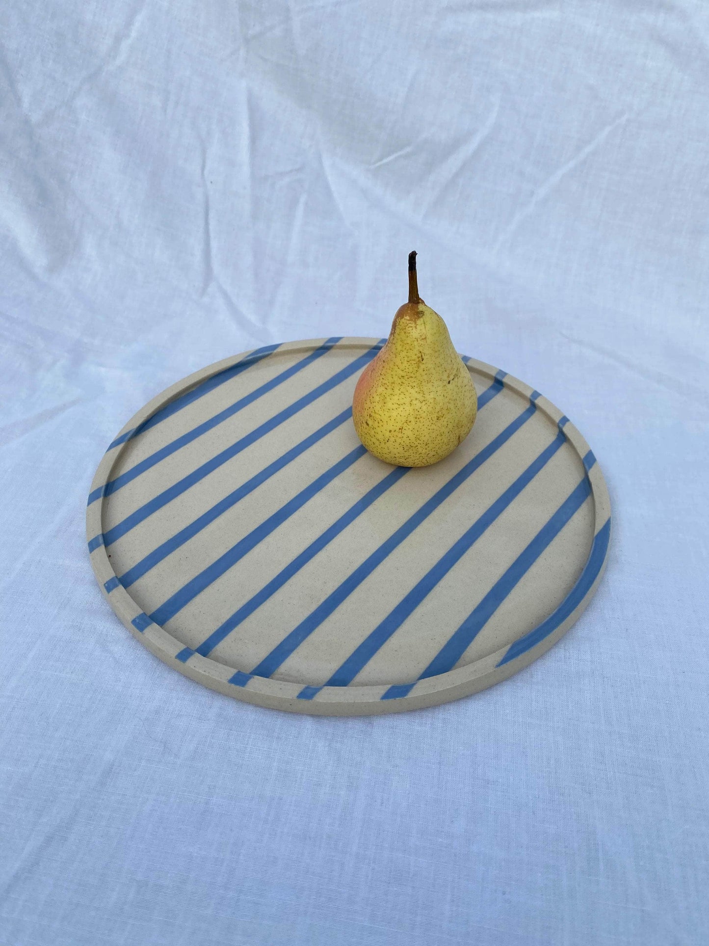 Fine Line Stripe Plate Blue 24cm