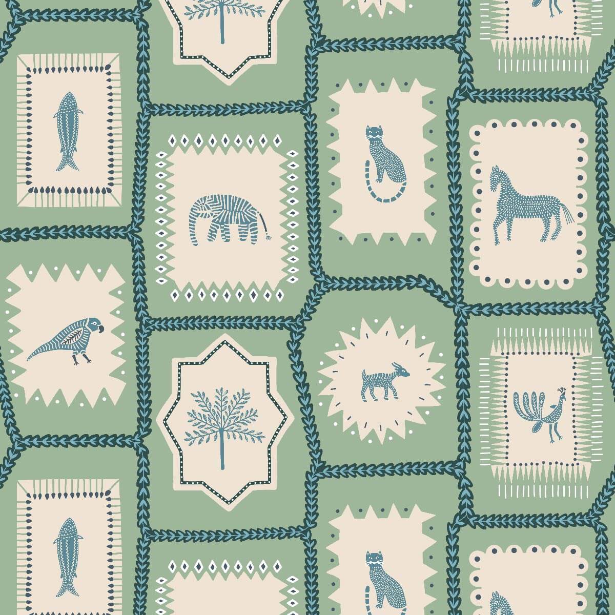 Folk Tales Wallpaper - Pistachio-