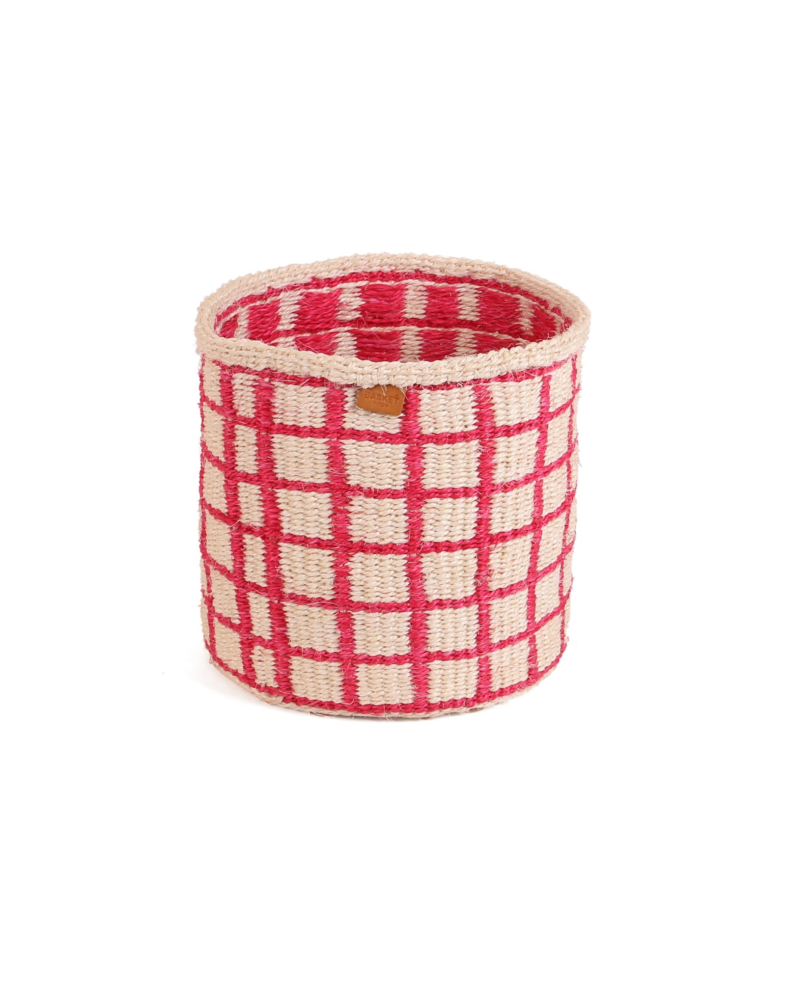 SAHIHO: Hot Pink Check Woven Storage Basket