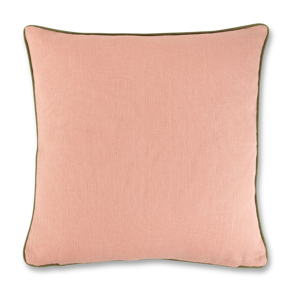 Flax & Field Flower Cushion with Contrast Reverse and Fern Green Trim