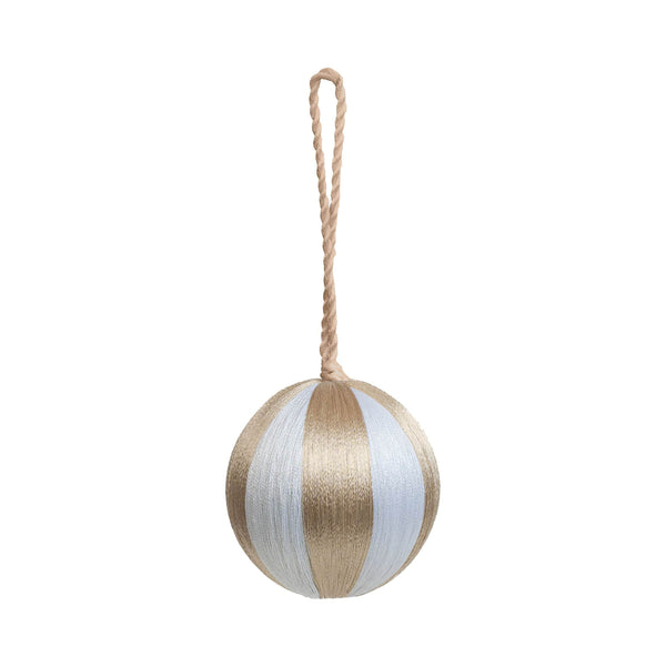 Stripe Baubles M 3" - Champagne/White