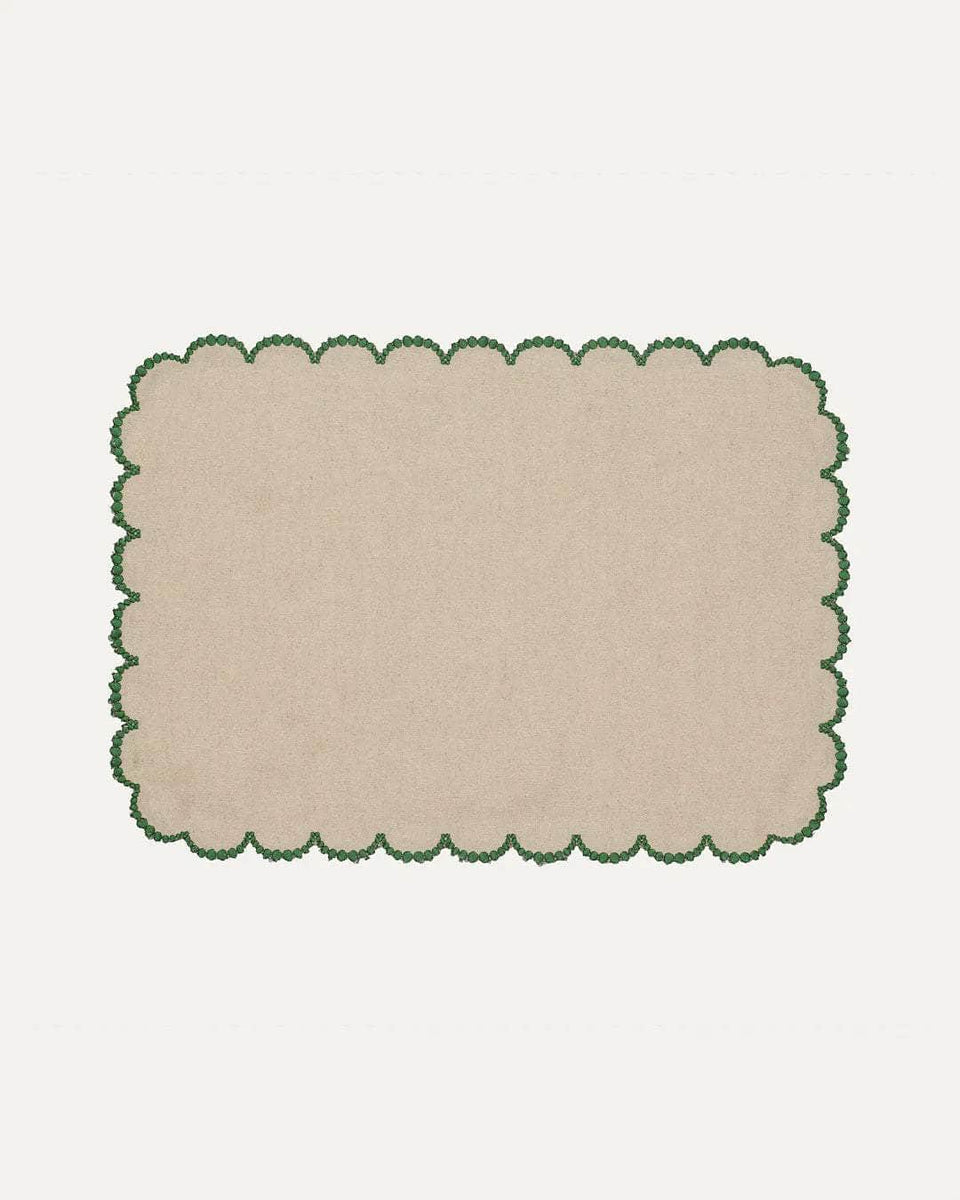 Luna Placemat, Beige with Green