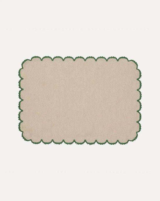 Luna Placemat, Beige with Green
