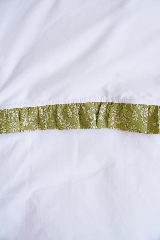 Frill-Edge White Duvet Set made with Liberty Fabric CAPEL PISTACHIO