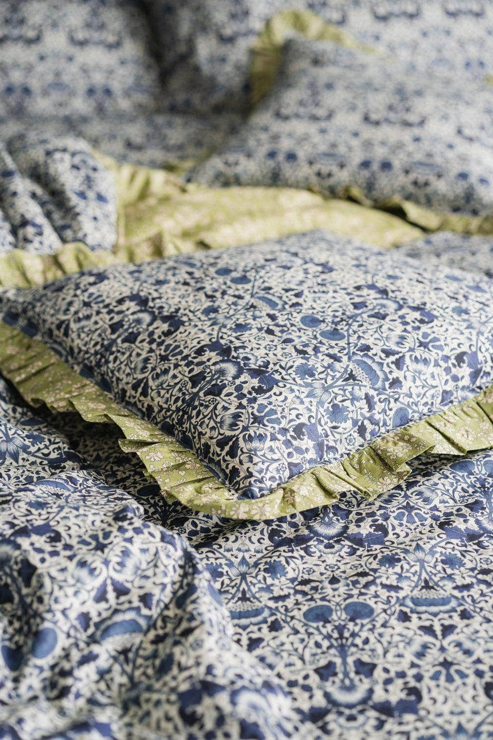 Ruffle Cushion Made With Liberty Fabric Lodden & Capel Pistachio
