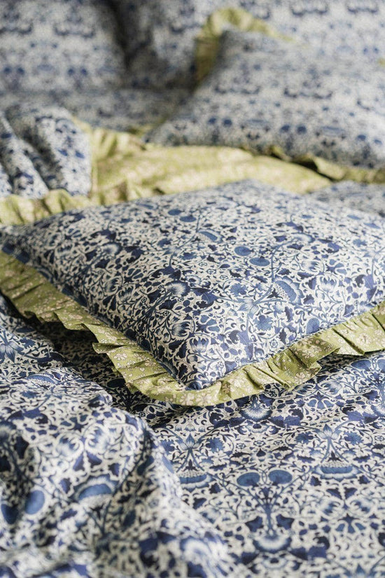 Ruffle Cushion Made With Liberty Fabric Lodden & Capel Pistachio