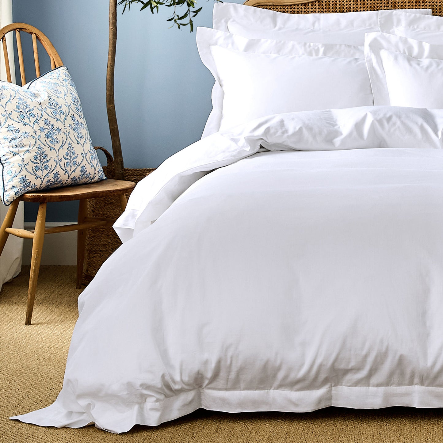 Luxury Organic Cotton White Edged Duvet Cover