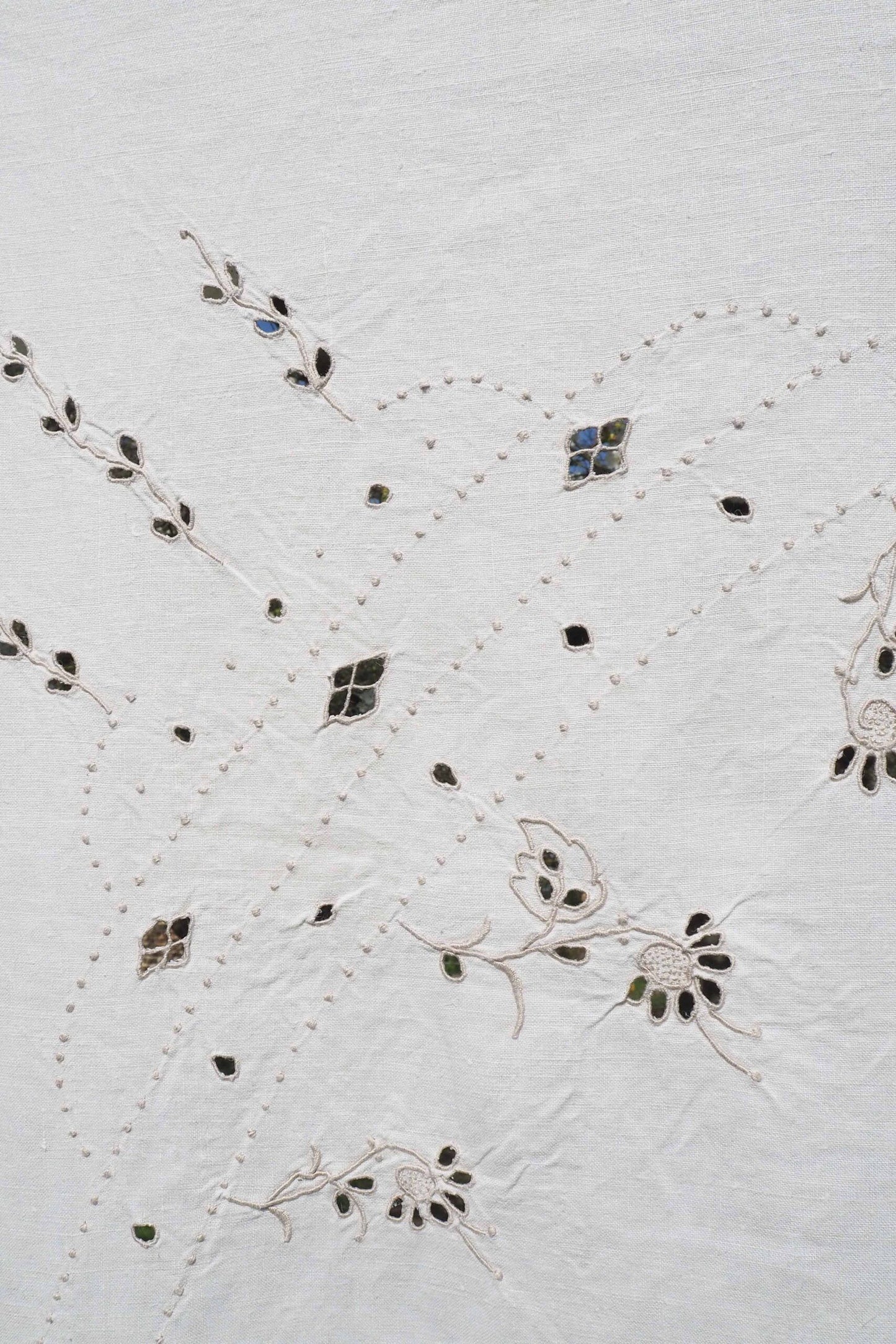 Vintage Linen Broderie Anglaise Tablecloth