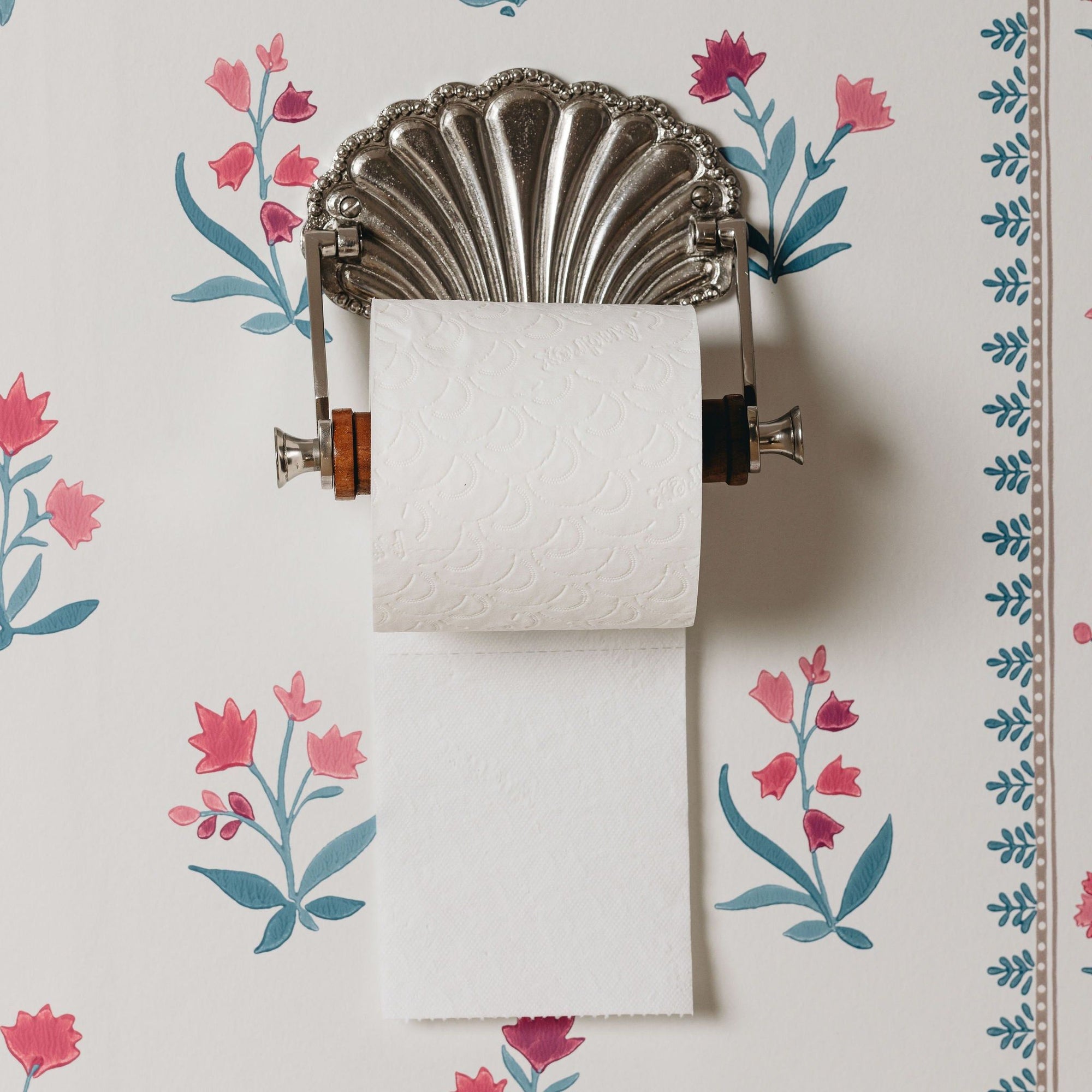 Shell Toilet Roll Holder, Aged Brass