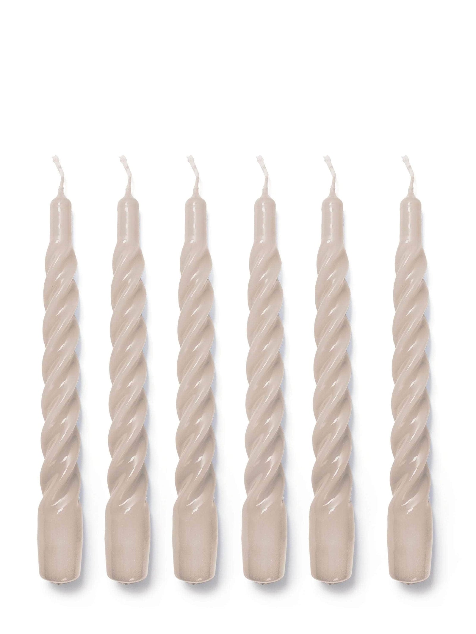 Beige Twisted Gloss Candles - Set of 6
