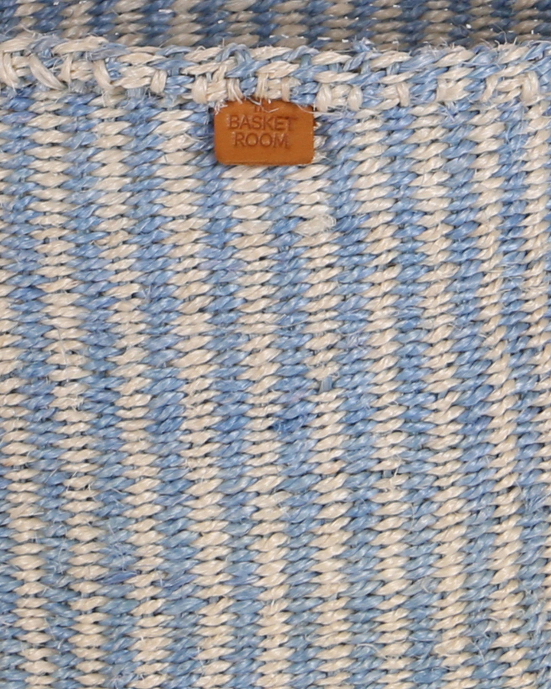 SEMA: Powder Blue and Natural Pinstripe Round Sisal Basket