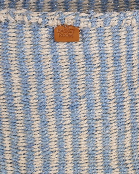 SEMA: Powder Blue and Natural Pinstripe Round Sisal Basket