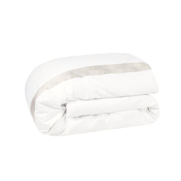 Simar Embroidered Duvet Cover - Classic White & Silver