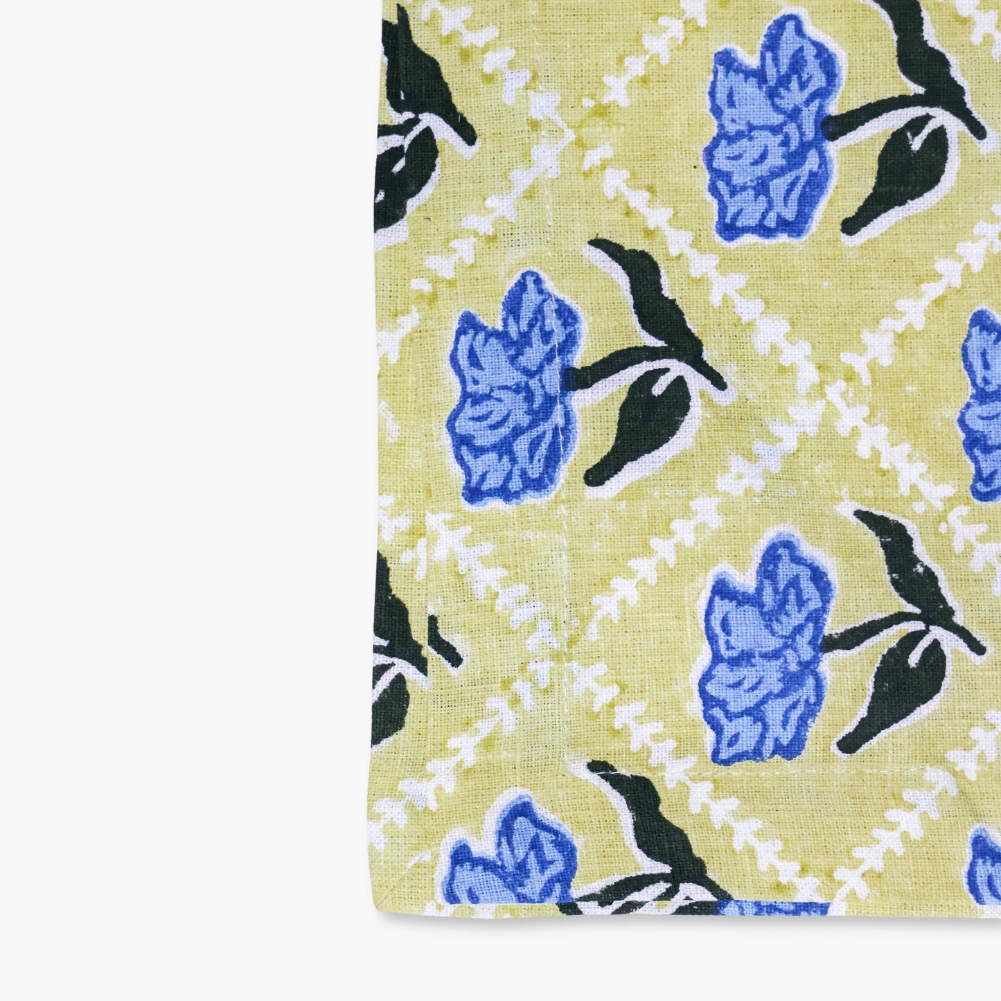 Noor - Pure Linen Handprinted Table Runner - Butter Yellow
