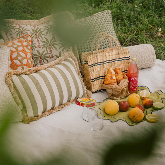 Cushion Jackie Olive & Ecru