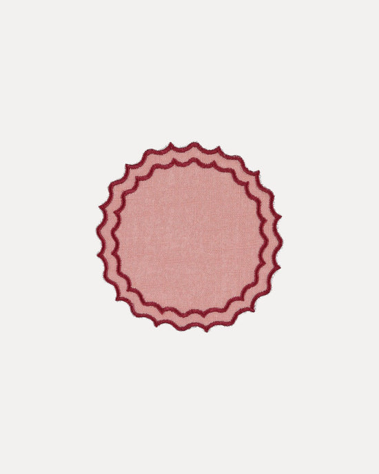 Navy Coaster/Bread Mat, Salmon with Red