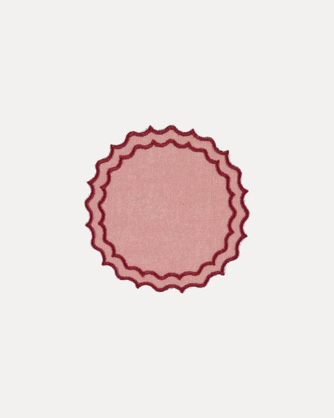 Navy Coaster/Bread Mat, Salmon with Red