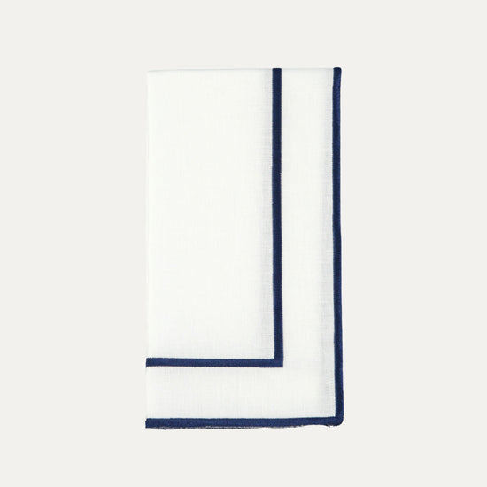 Douro Singelo Napkin, White with Dark Blue