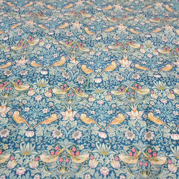 Reversible Heirloom Quilt Made With Liberty Fabric Strawberry Thief & Capel Mustard