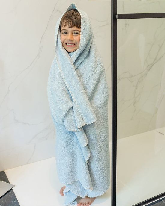 Blue and White Shell Bath Towel