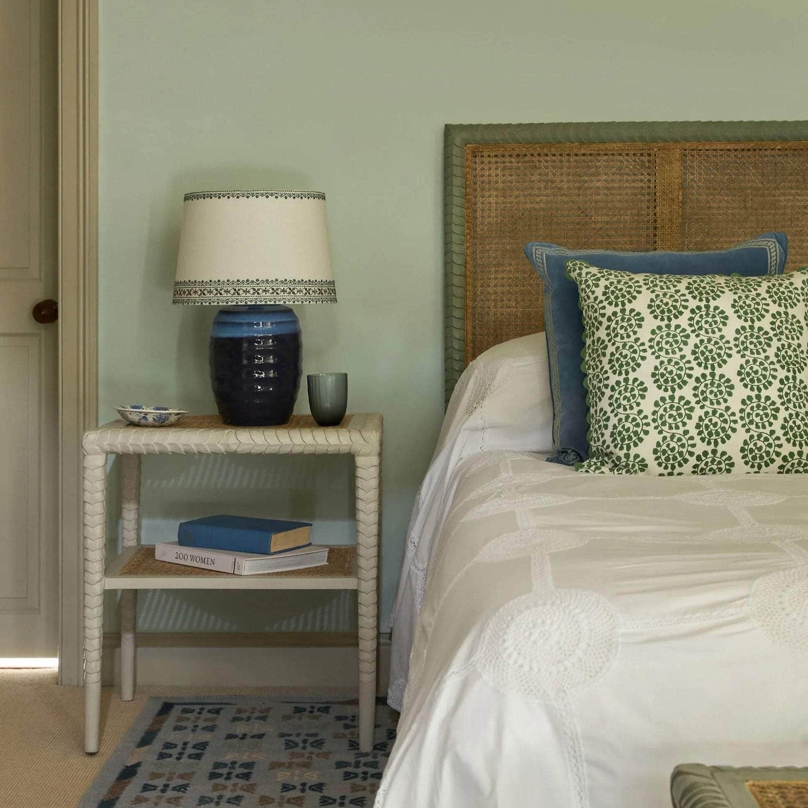 Bordado Embroidered Lampshade - Blue