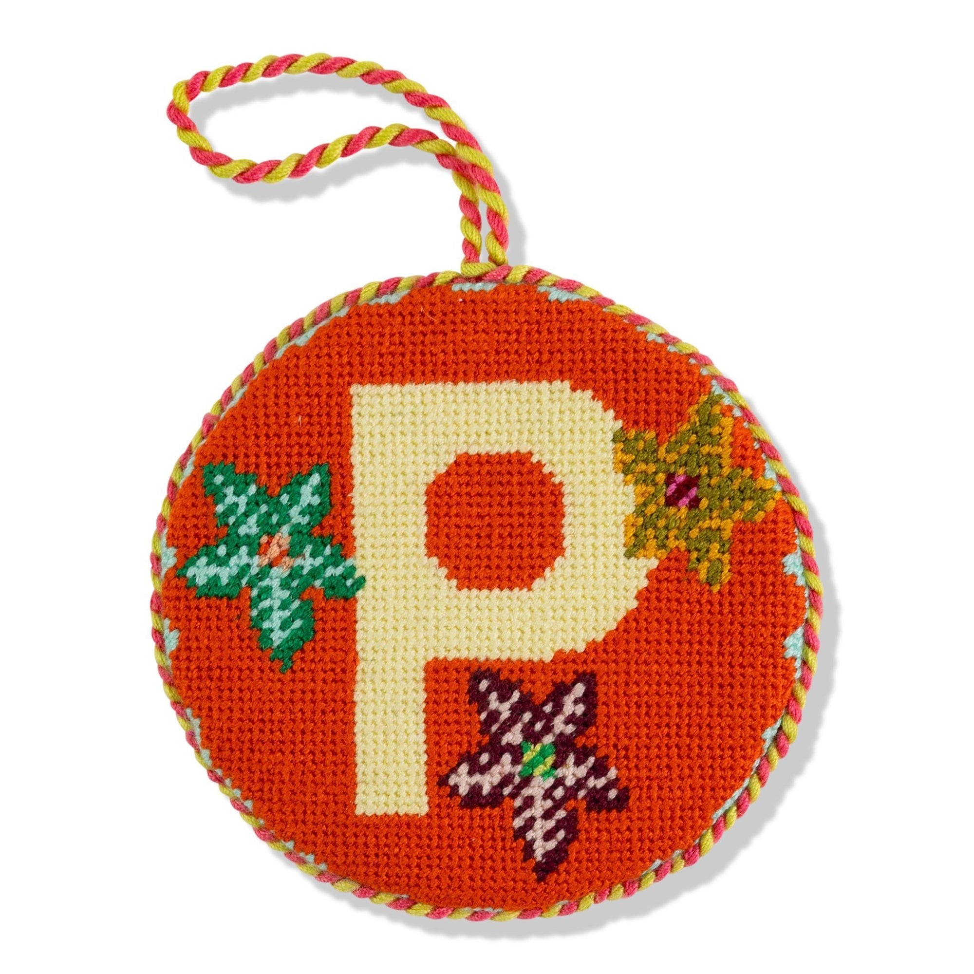 Needlepoint Monogram Ornament - P