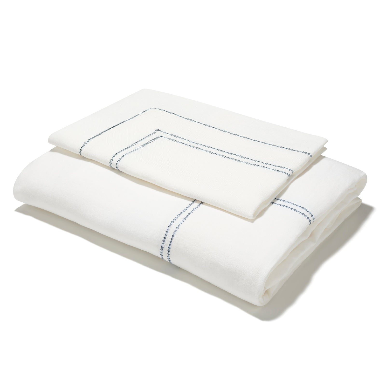 Duvet Cover Hemstitch Prussian Blue