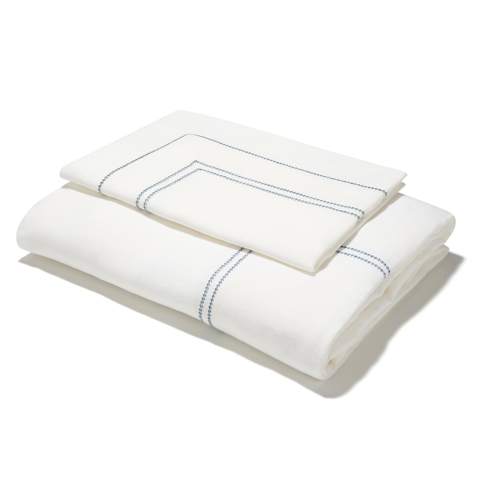 Duvet Cover Hemstitch Prussian Blue