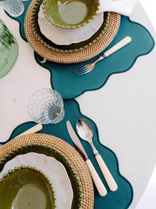 Palma Placemat, Petrol Blue with Blue – Anti-Stain