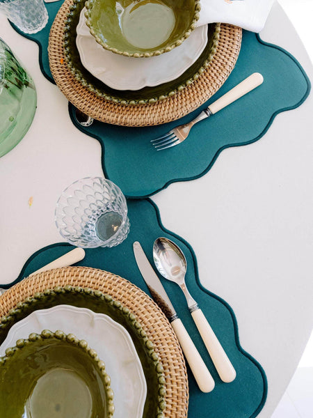 Palma Placemat, Petrol Blue with Blue – Anti-Stain