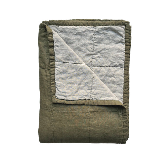 Miller Linen Quilt Khaki Green - OEKO-TEX Certified
