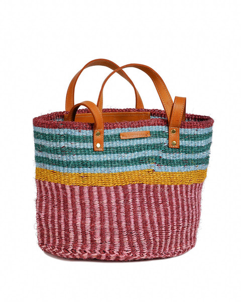 BINAFSI: Sports Luxe Multi-Tone Patterned Sisal Shopper