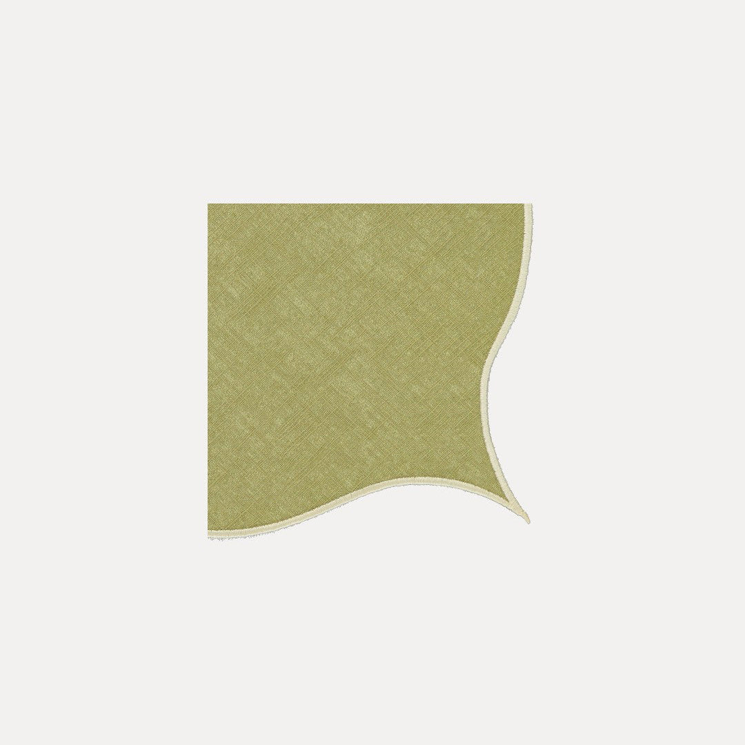 Leme Napkin, Green with Ecru/Off-White