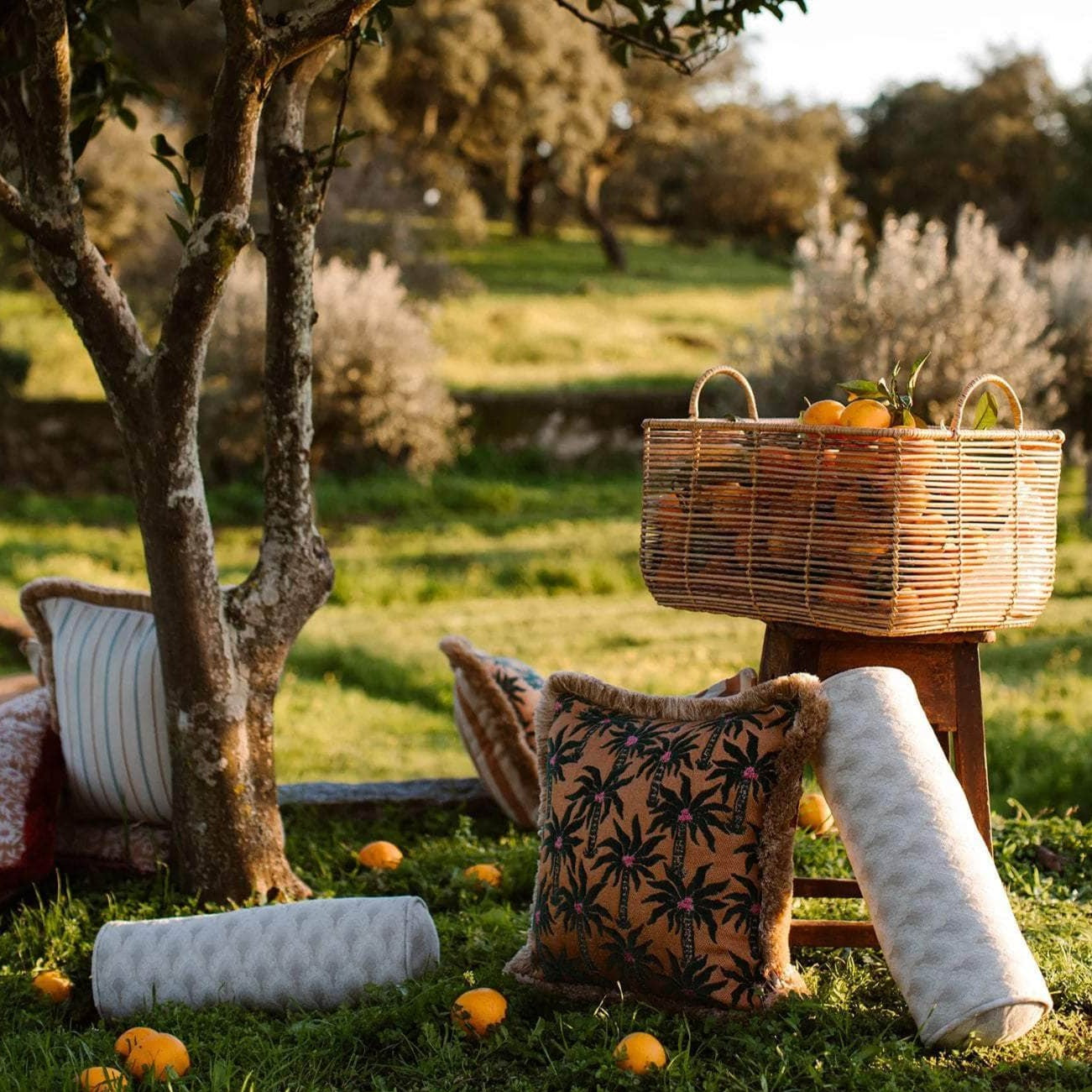 Double Sided Cushion Laura Moss & Caramel x Jackie Caramel & Ecru