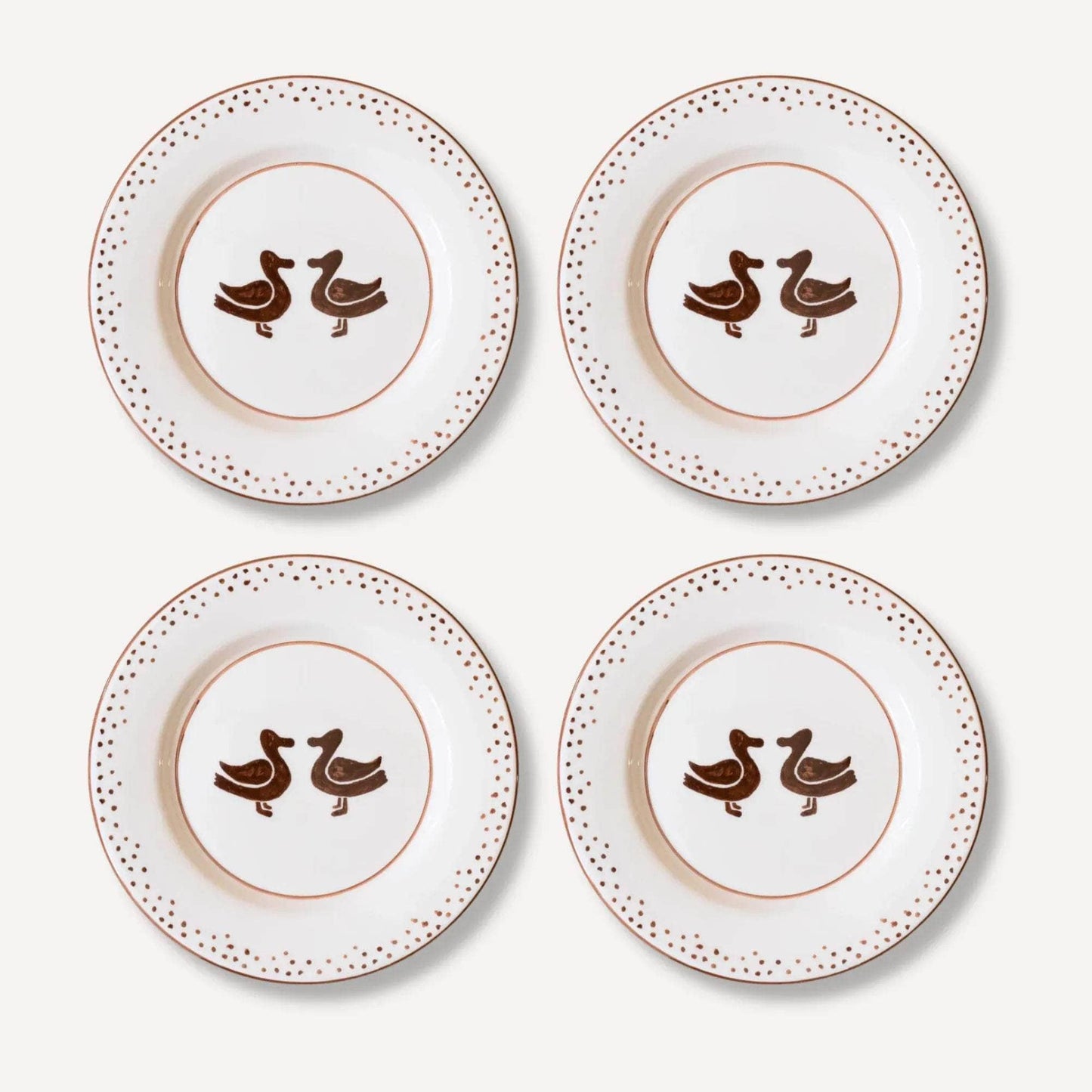 Patos (Ducks) Hand-Painted Dessert Plate