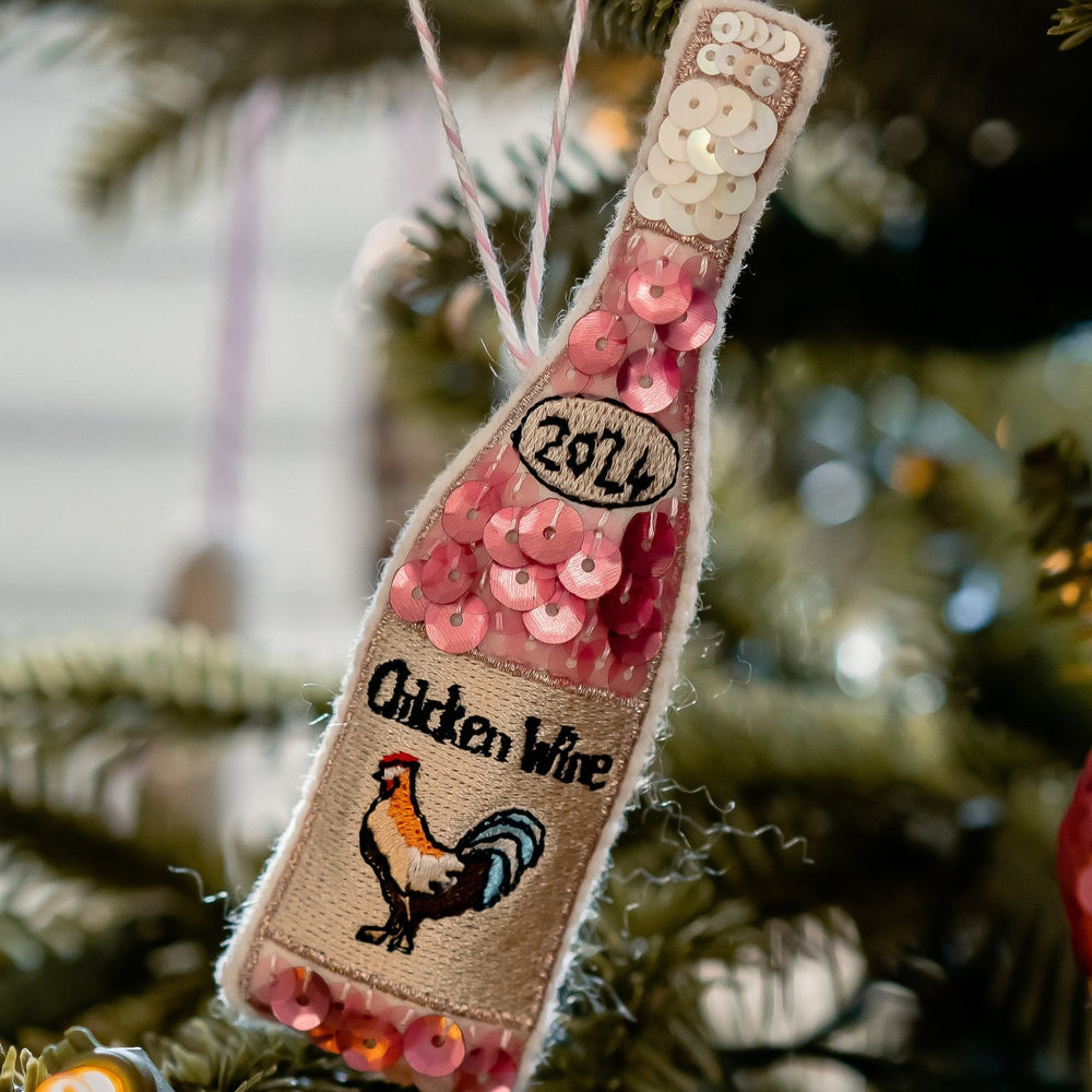 The Chicken Wine Sequin Ornament 2025