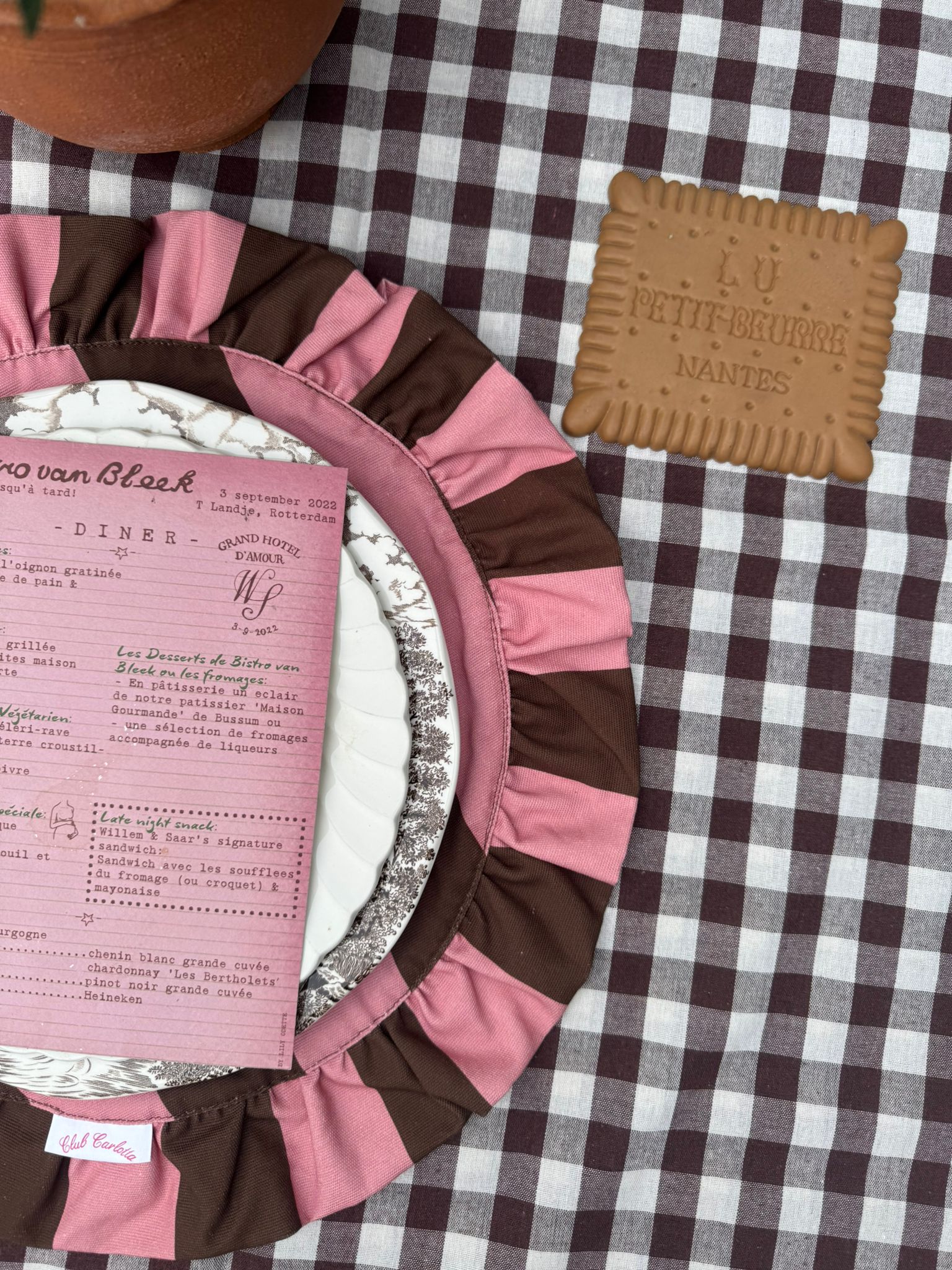 Darcy Placemat Pink/Brown Stripes - set of 2