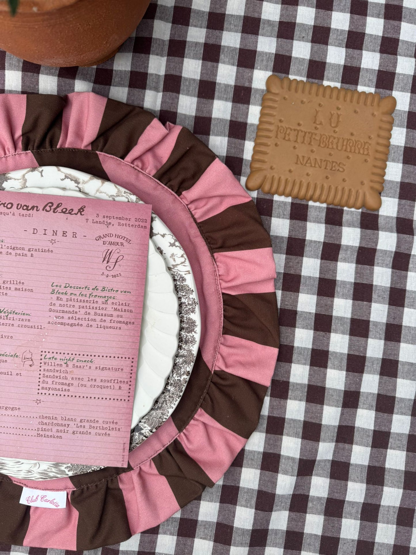 Darcy Placemat Pink/Brown Stripes - set of 2