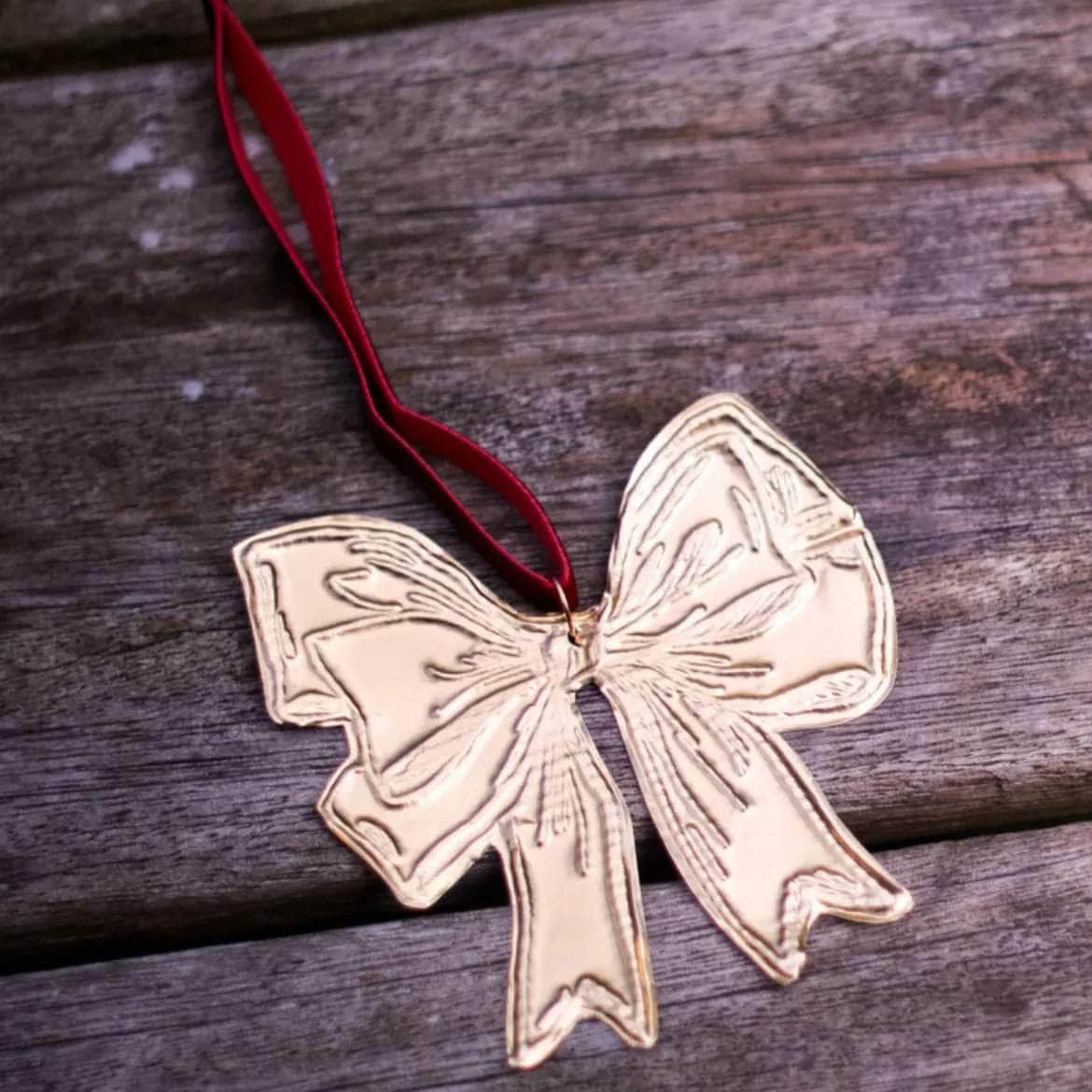 Gold Embossed Bow Ornament