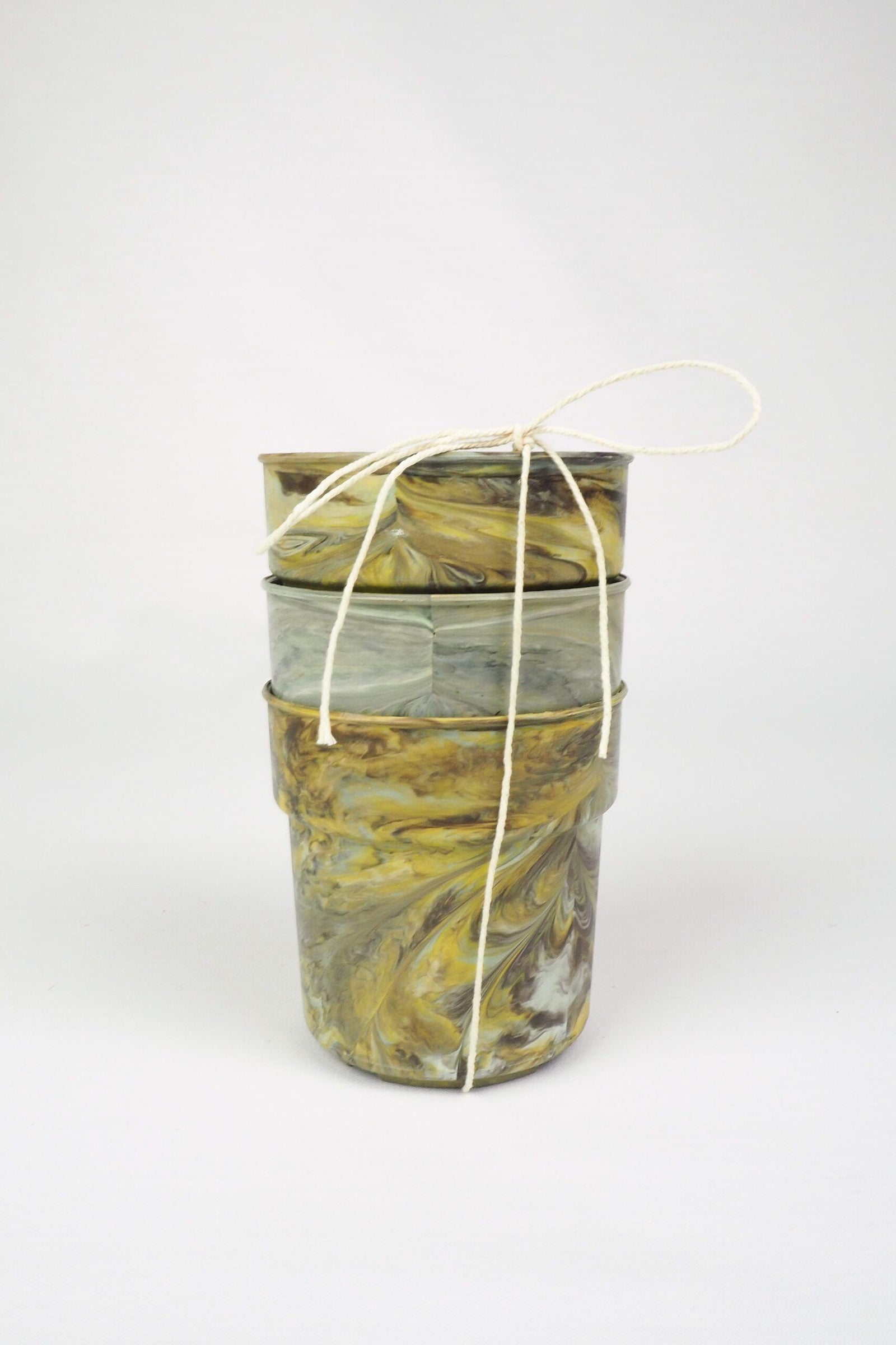 3 Vintage Marbled Plant Pots