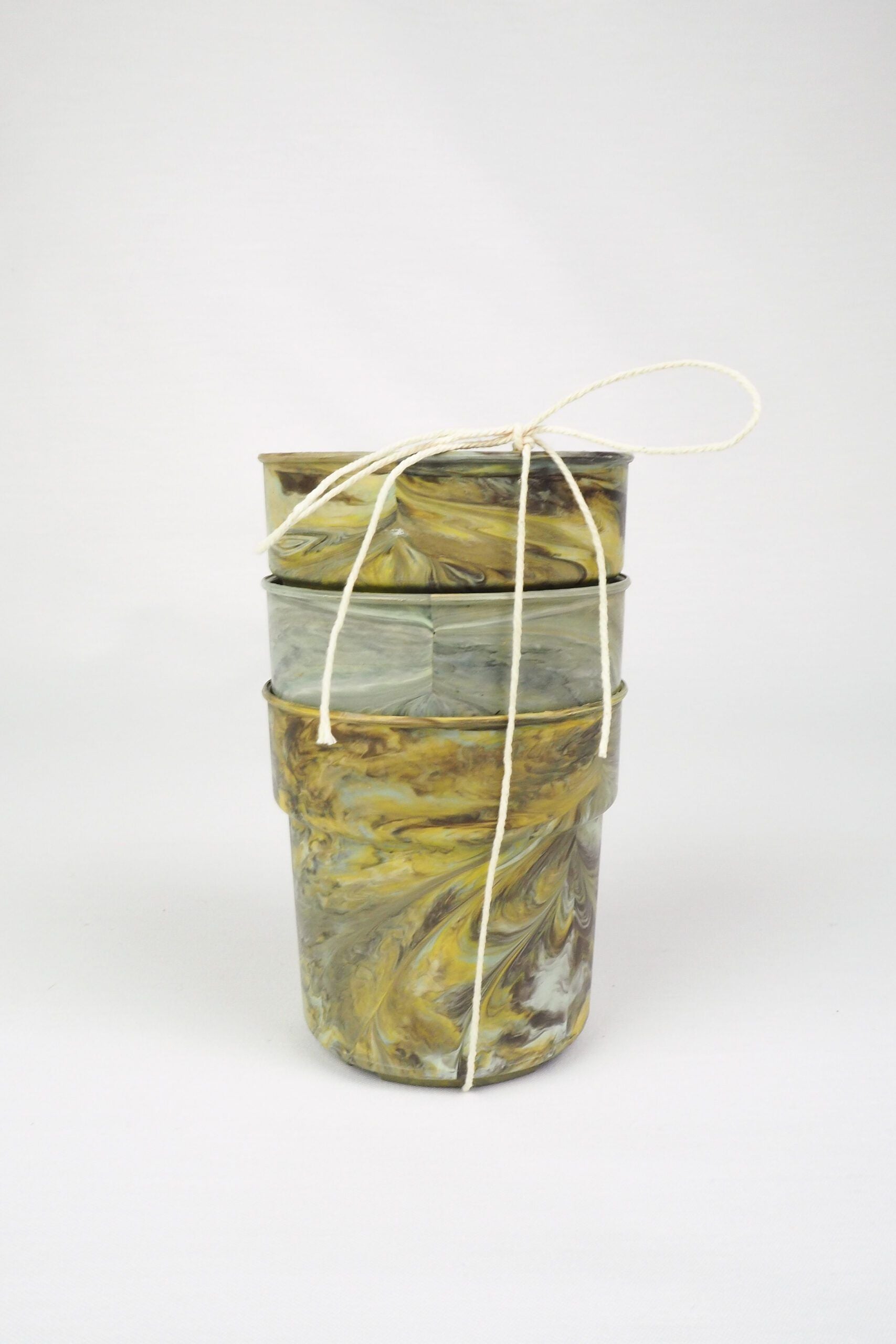 3 Vintage Marbled Plant Pots