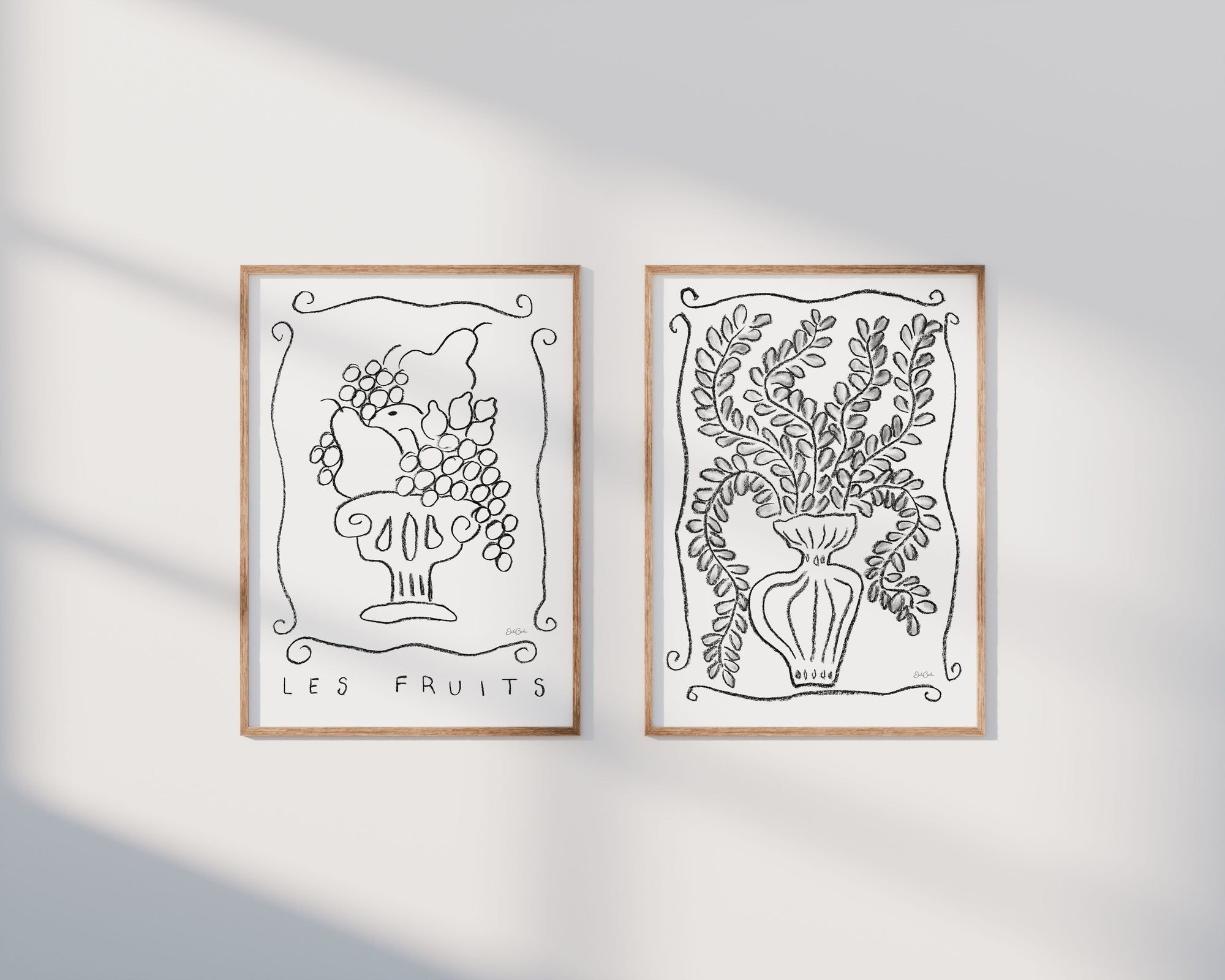 Le Vase in black and white - botanical art print
