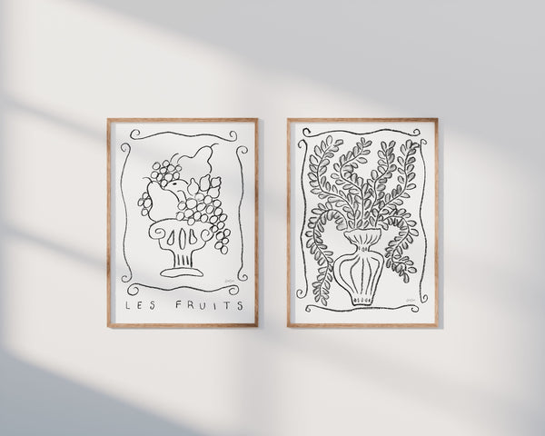 Le Vase in black and white - botanical art print