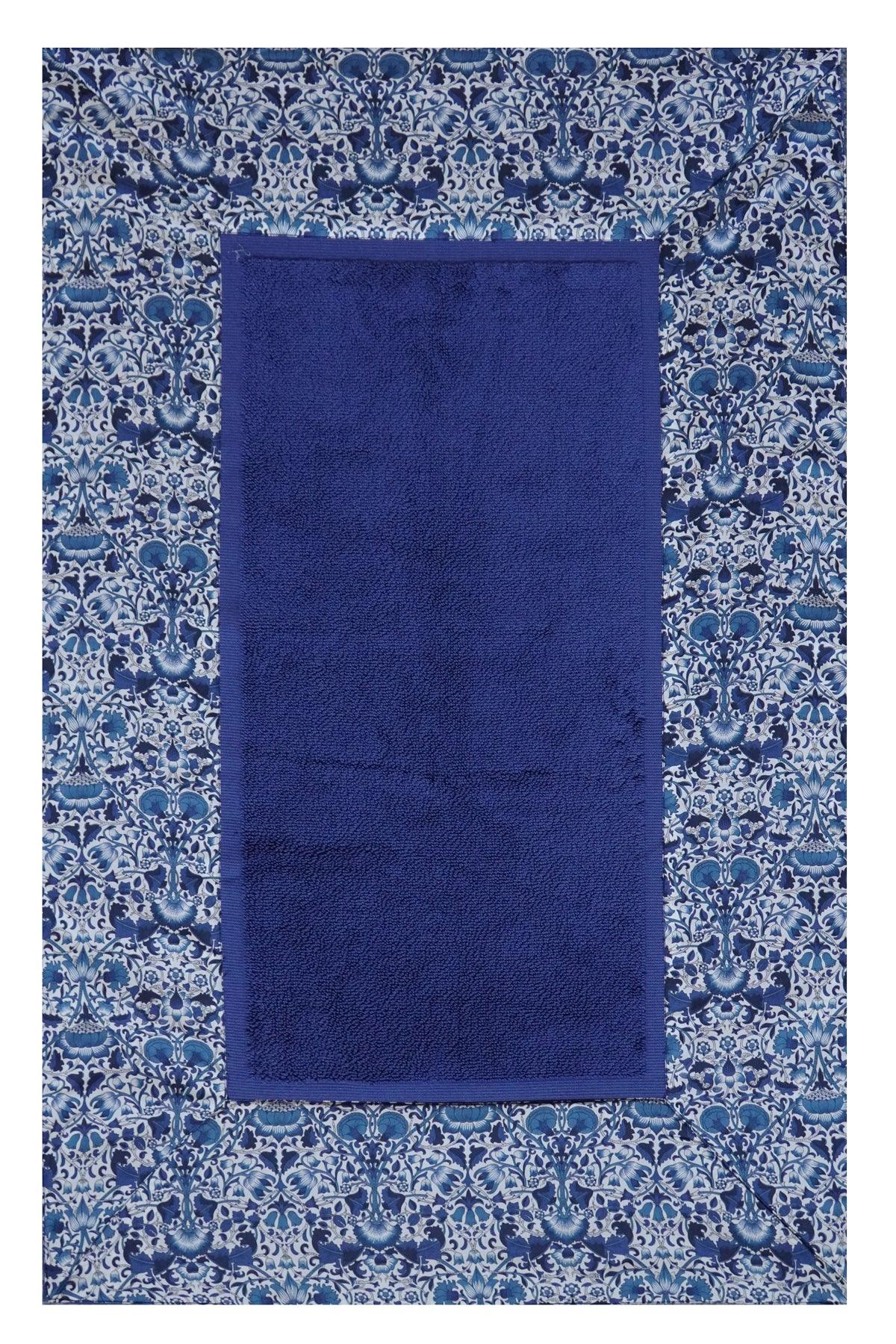 Border Edge Bath Mat made with Liberty Fabric LODDEN NAVY