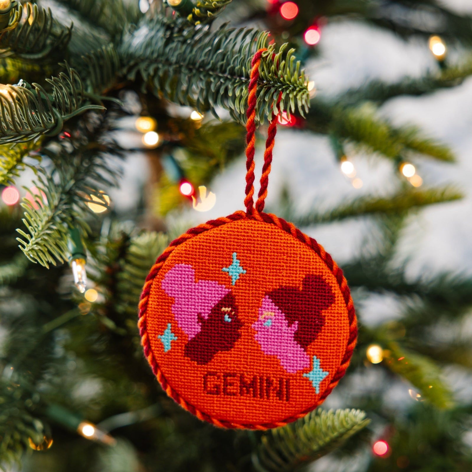 Needlepoint Zodiac Ornament - Gemini